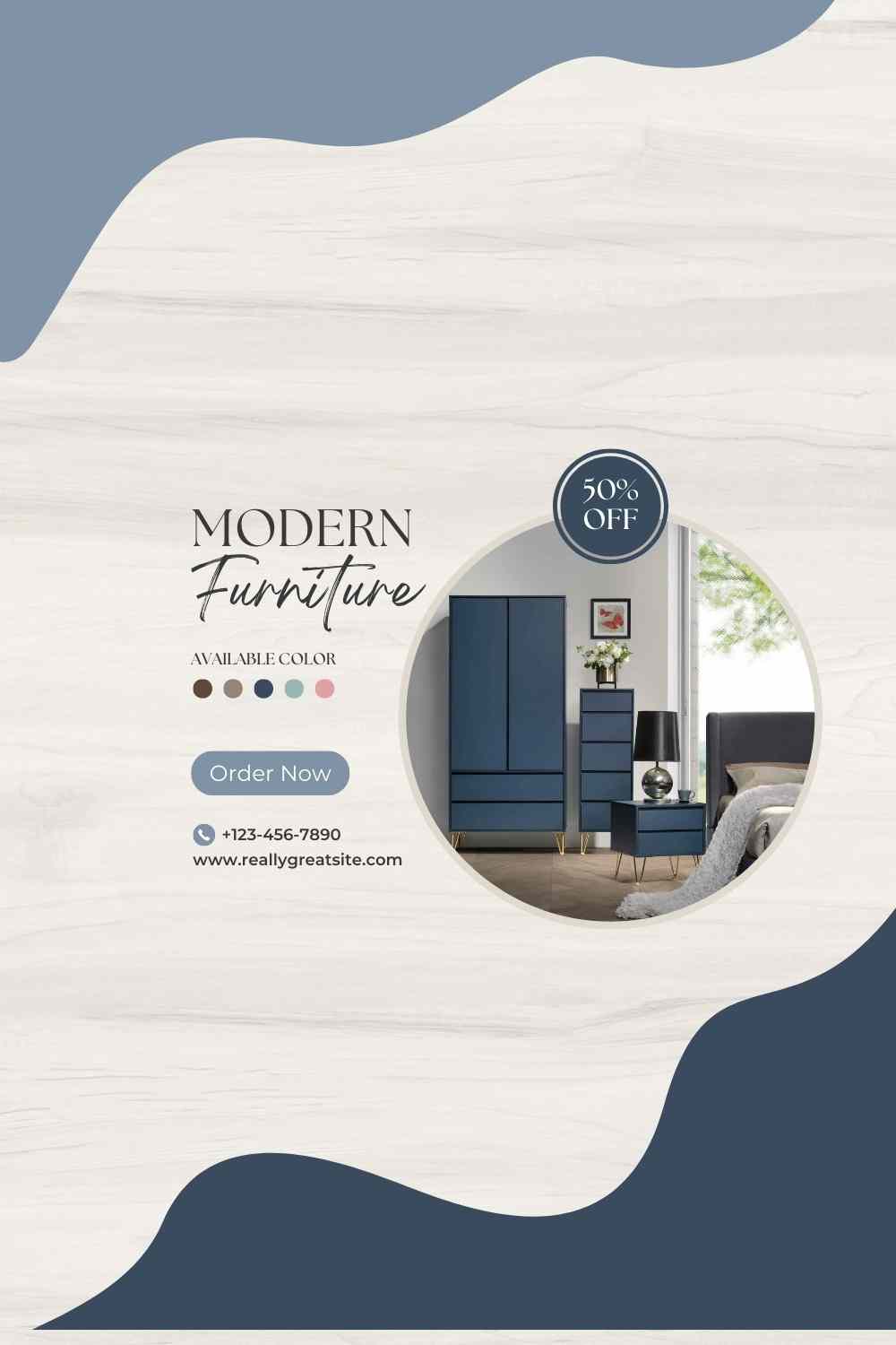 Instagram design template showcasing modern furniture pinterest preview image.