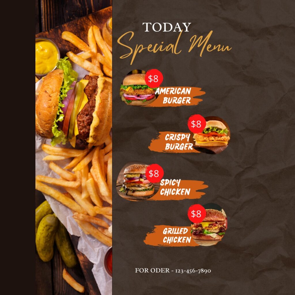 Menu for burger restaurant - MasterBundles