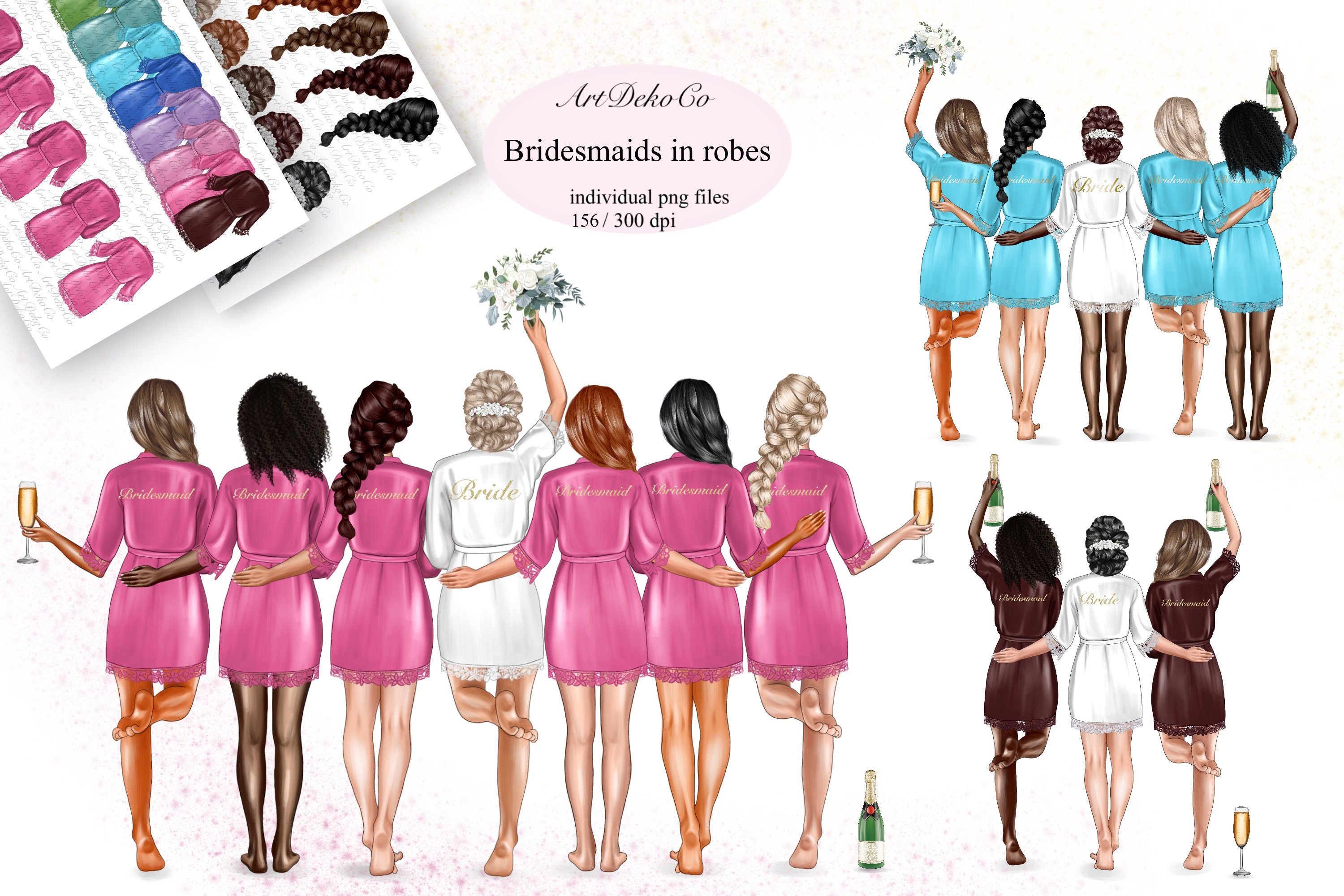 Clipart of bridesmaid wearing robes cover image.