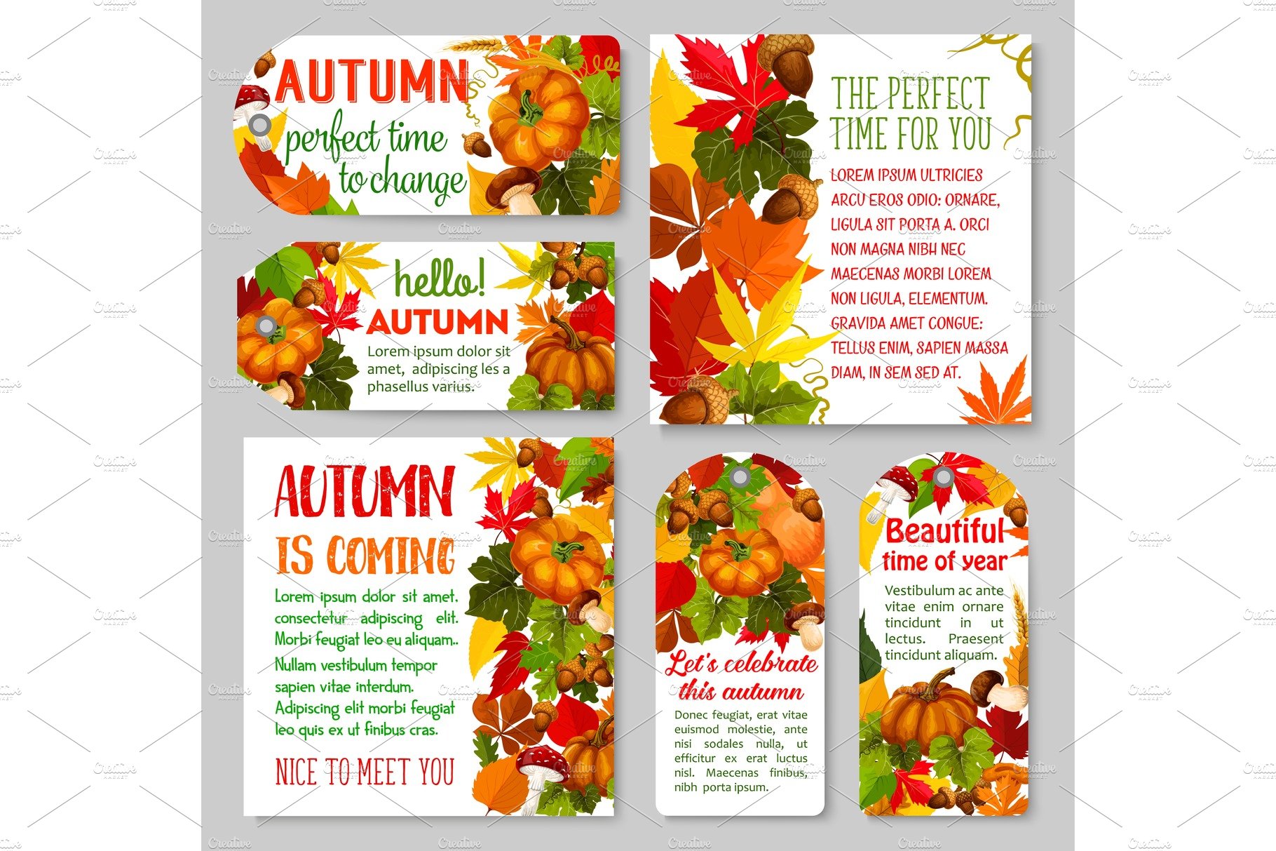 Autumn label and Thanksgiving Day gift tag set cover image.