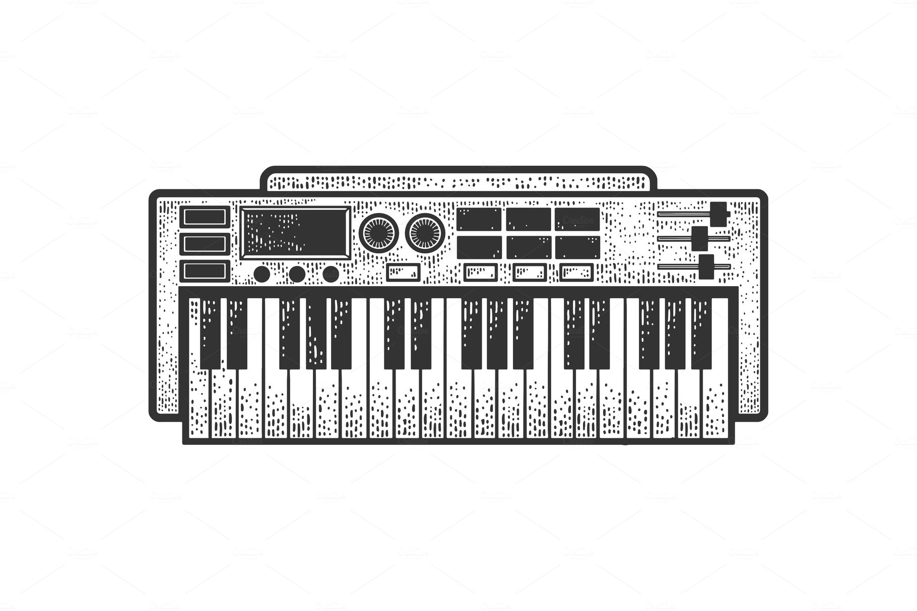 Synthesizer sketch vector cover image.