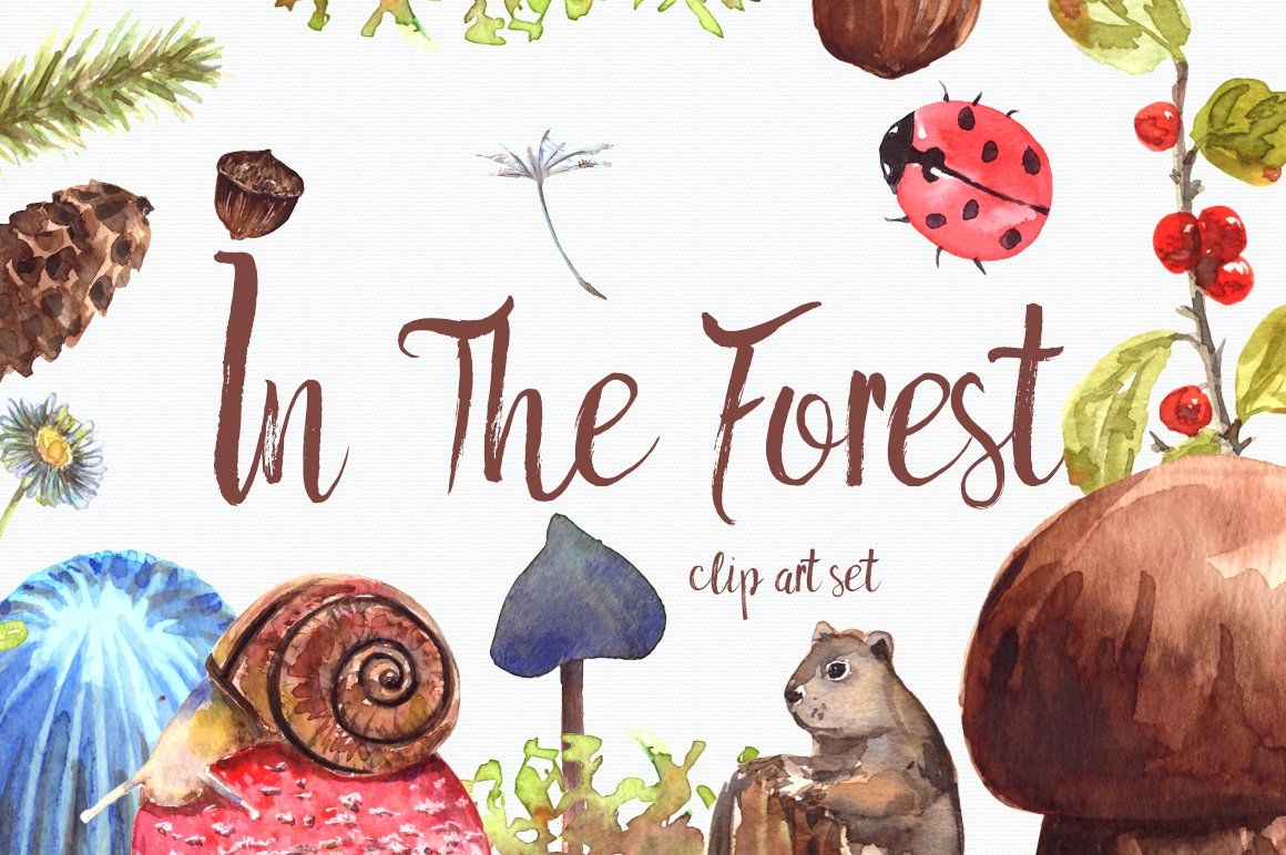 In The Forest - Clip Art Set cover image.