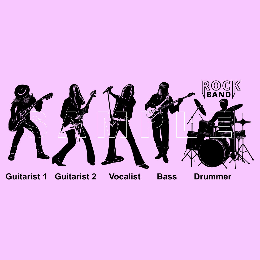 Rock Band Silhouettes SVG preview image.