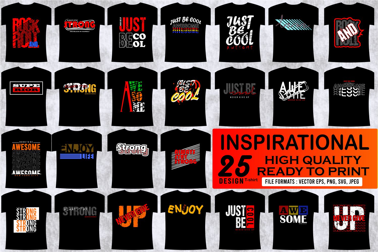 motivational typography t shirt bundle pinterest preview image.