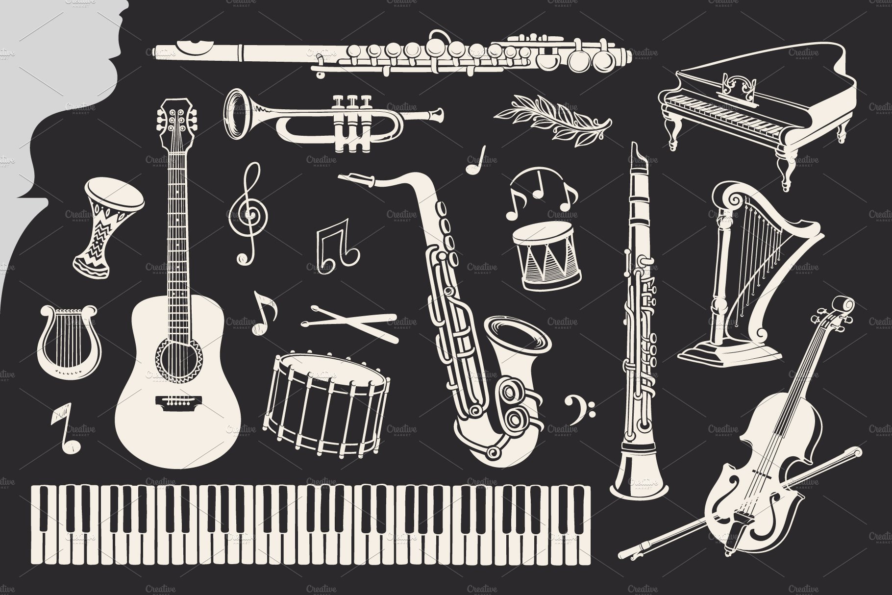 Retro Music Illustrations & Decor preview image.