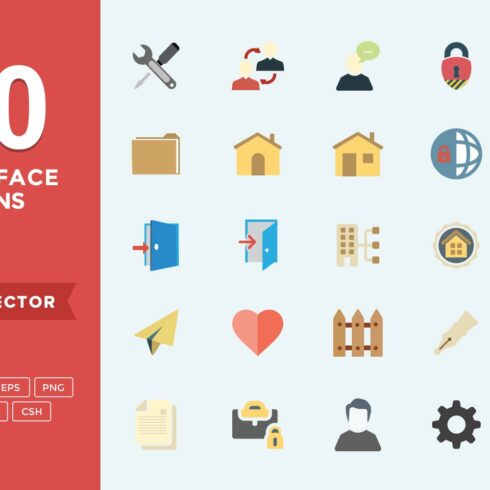 Flat Icons Interface Set cover image.