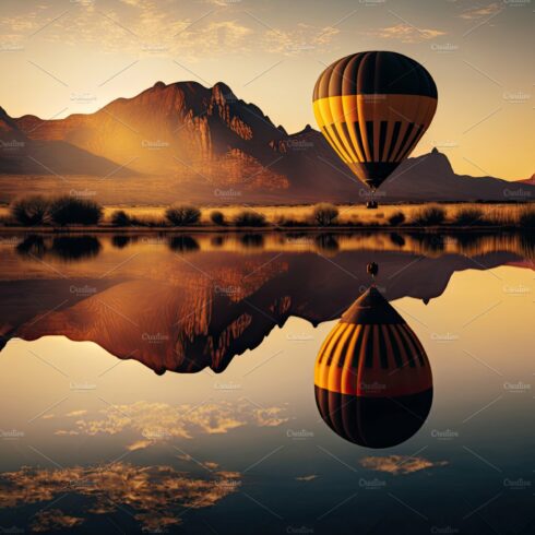 Hot Air Balloons Festival Flying Over a beautiful lake. Generati cover image.