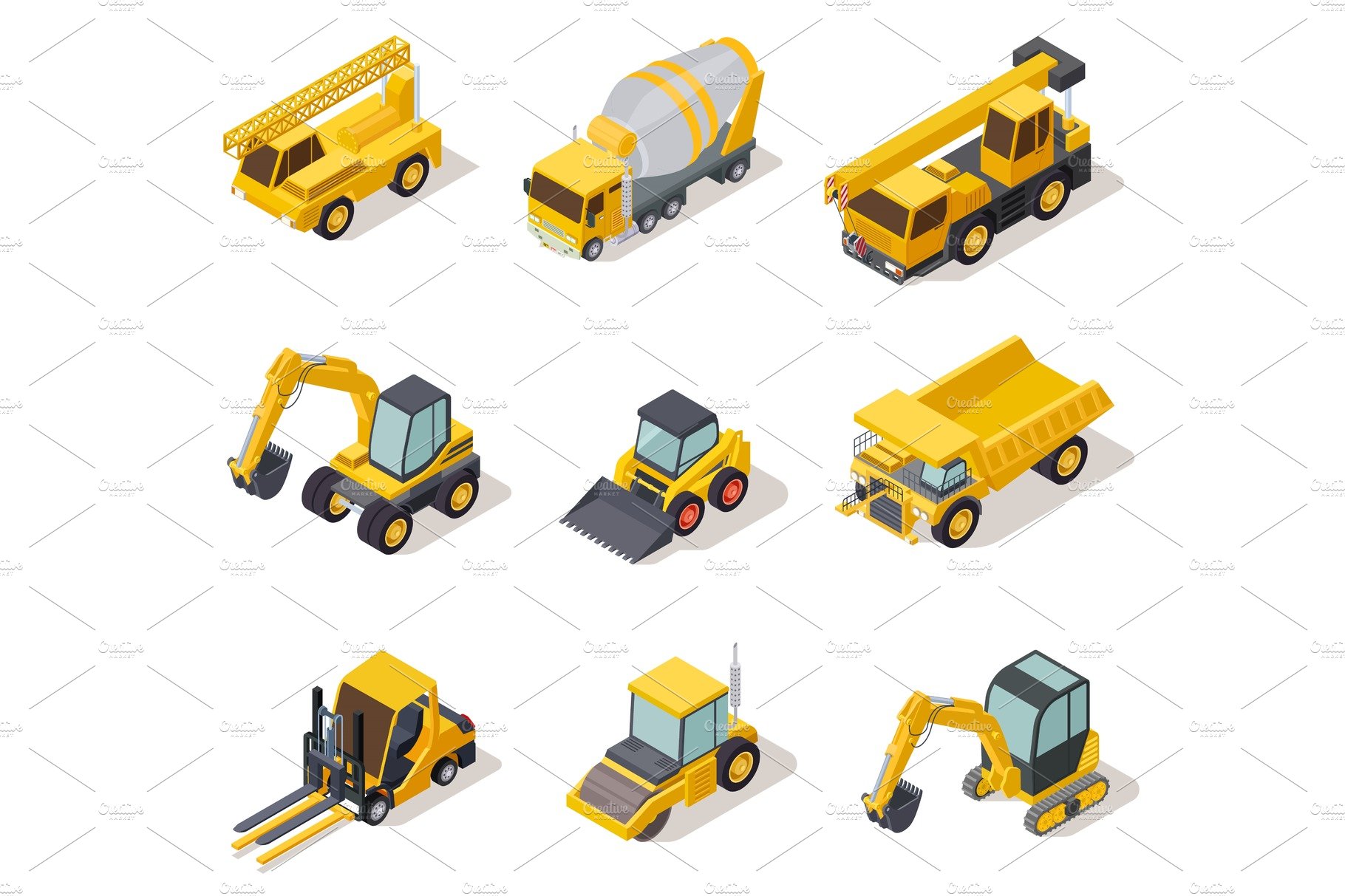Isometric industrial machinery. 3d cover image.
