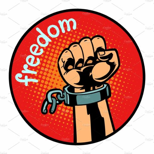 freedom hand torn chain icon symbol cover image.