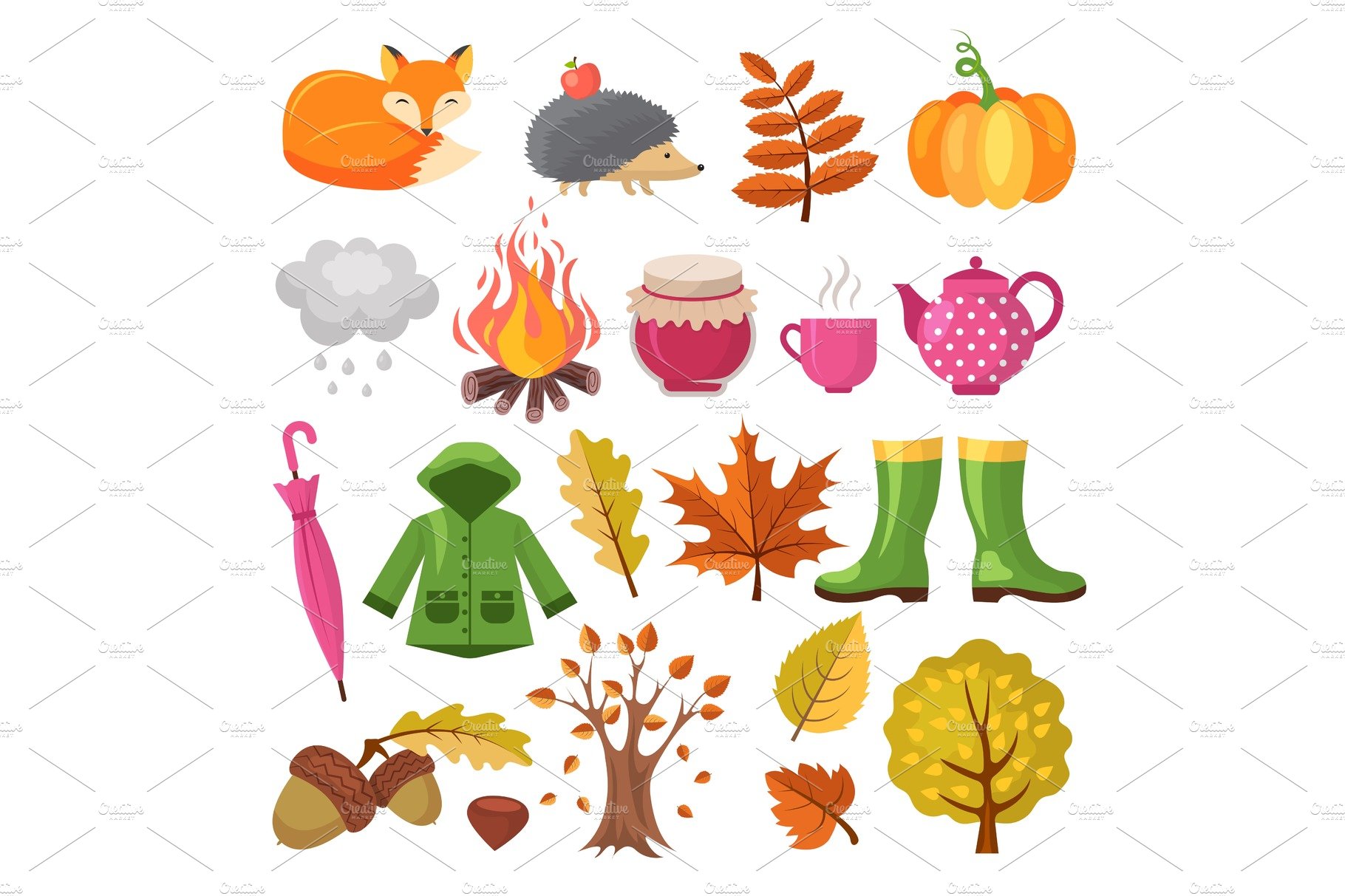 Autumn icon set. Various symbols of – MasterBundles