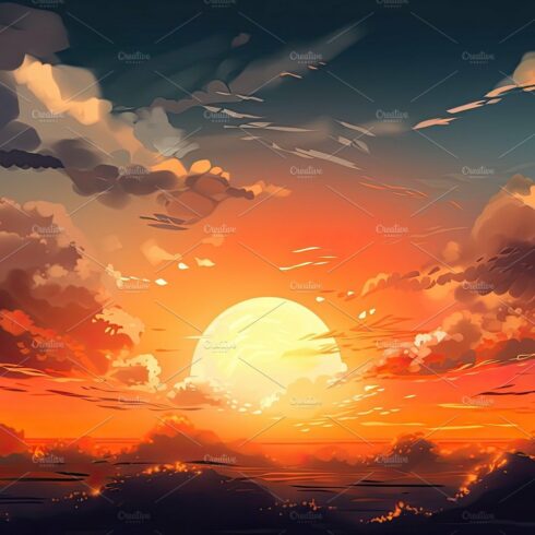 Illustrated sky with clouds, sun, stars, and sunrise or sunset. cover image.