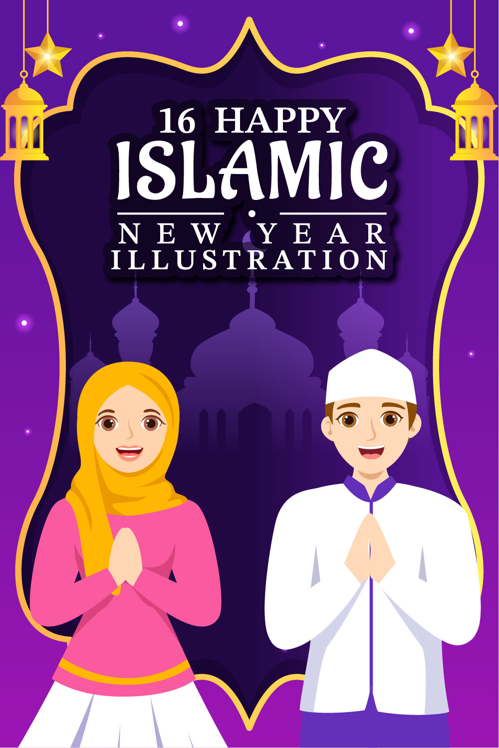 16 Happy Islamic New Year Illustration pinterest preview image.