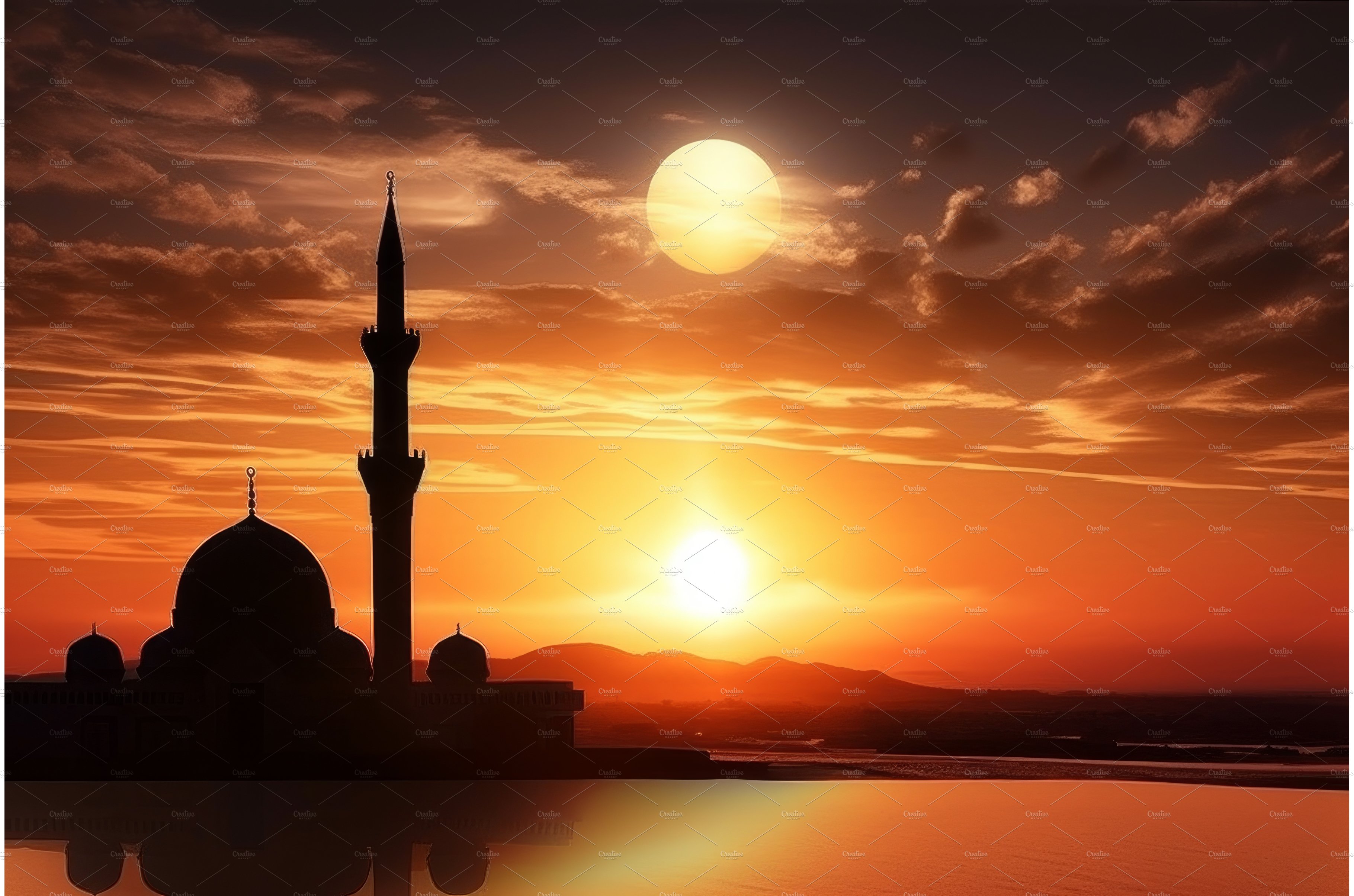 Islamic sunset mosque. Turkey islam cover image.