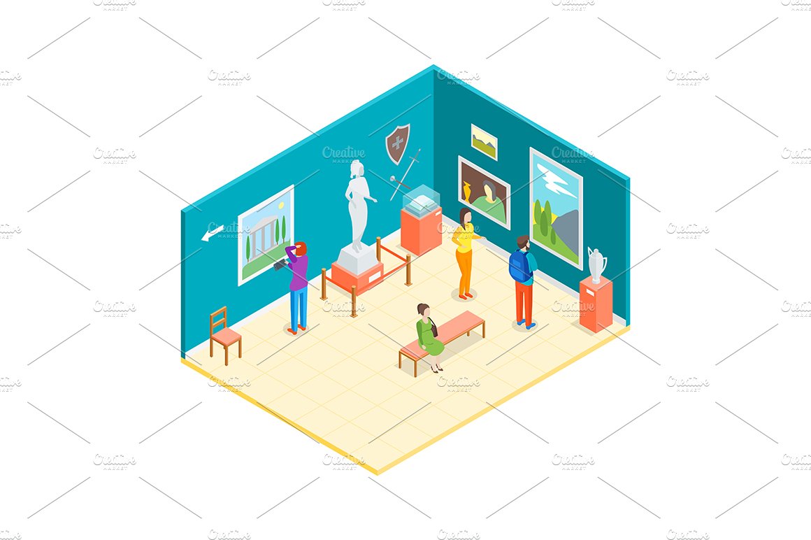 Museum Concept Isometric View. preview image.