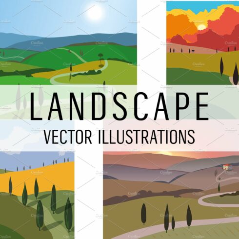 Landscape vector set cover image.