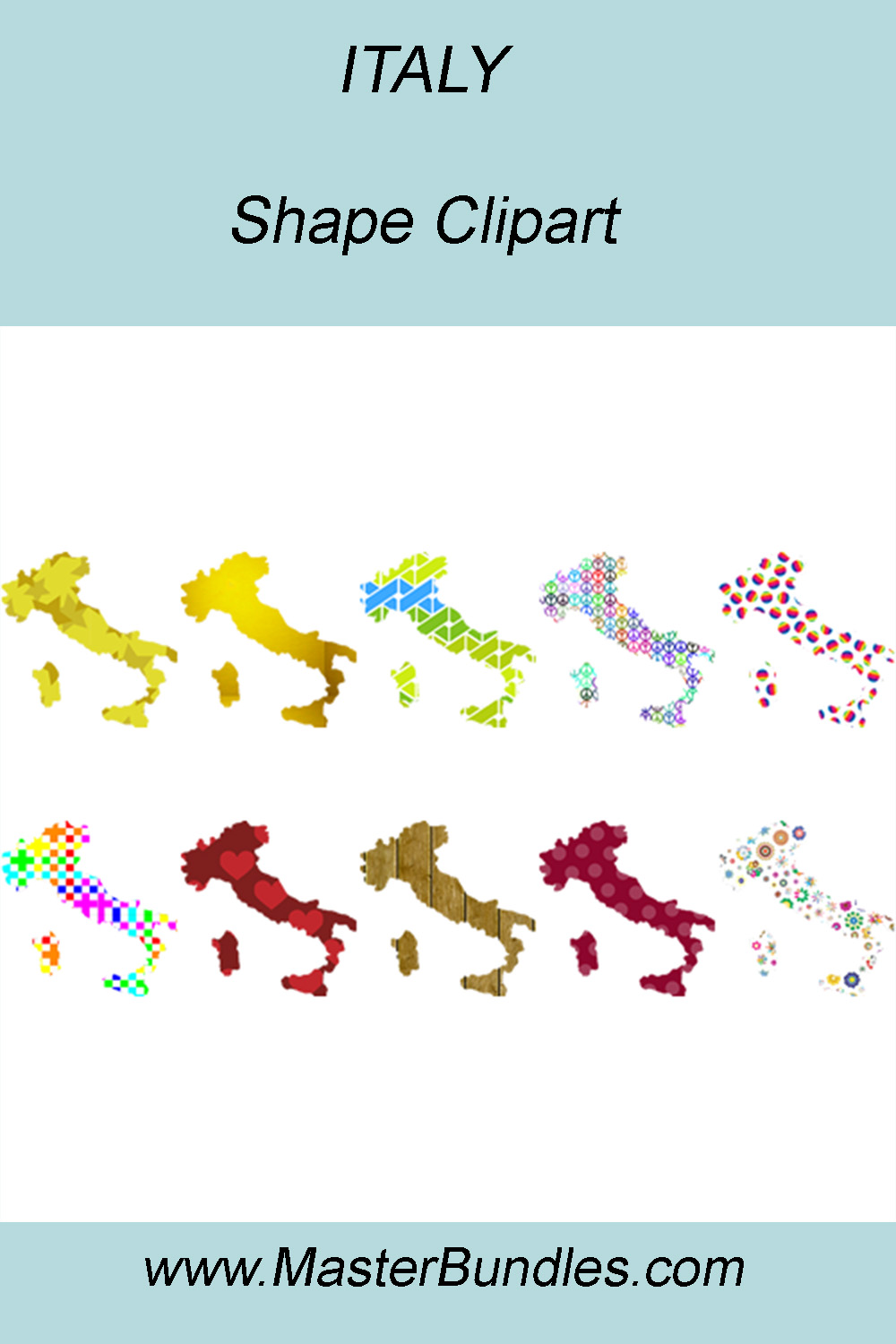 ITALY SHAPE CLIPART ICONS pinterest preview image.