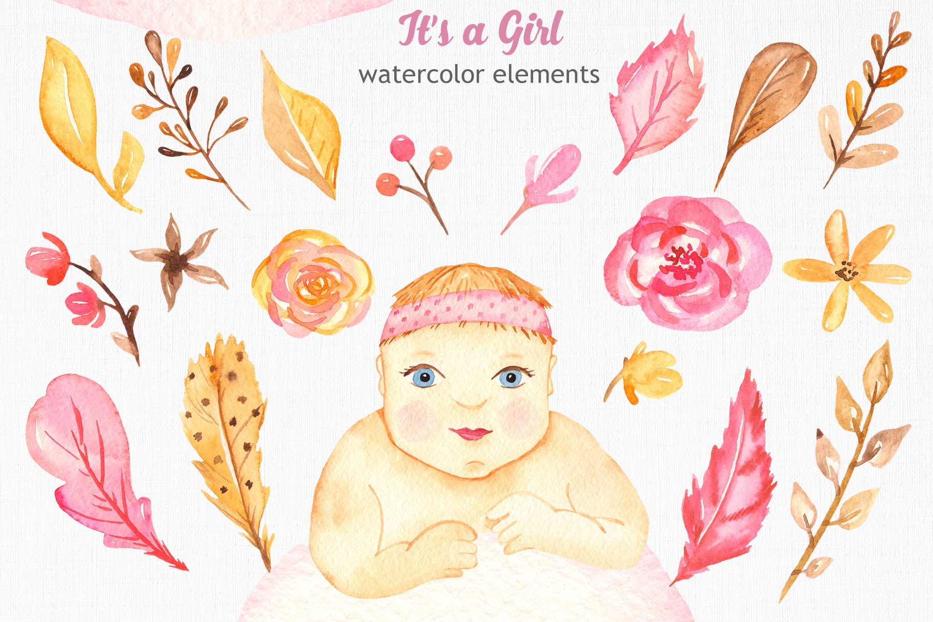 its a girl watercolor collection elements 749