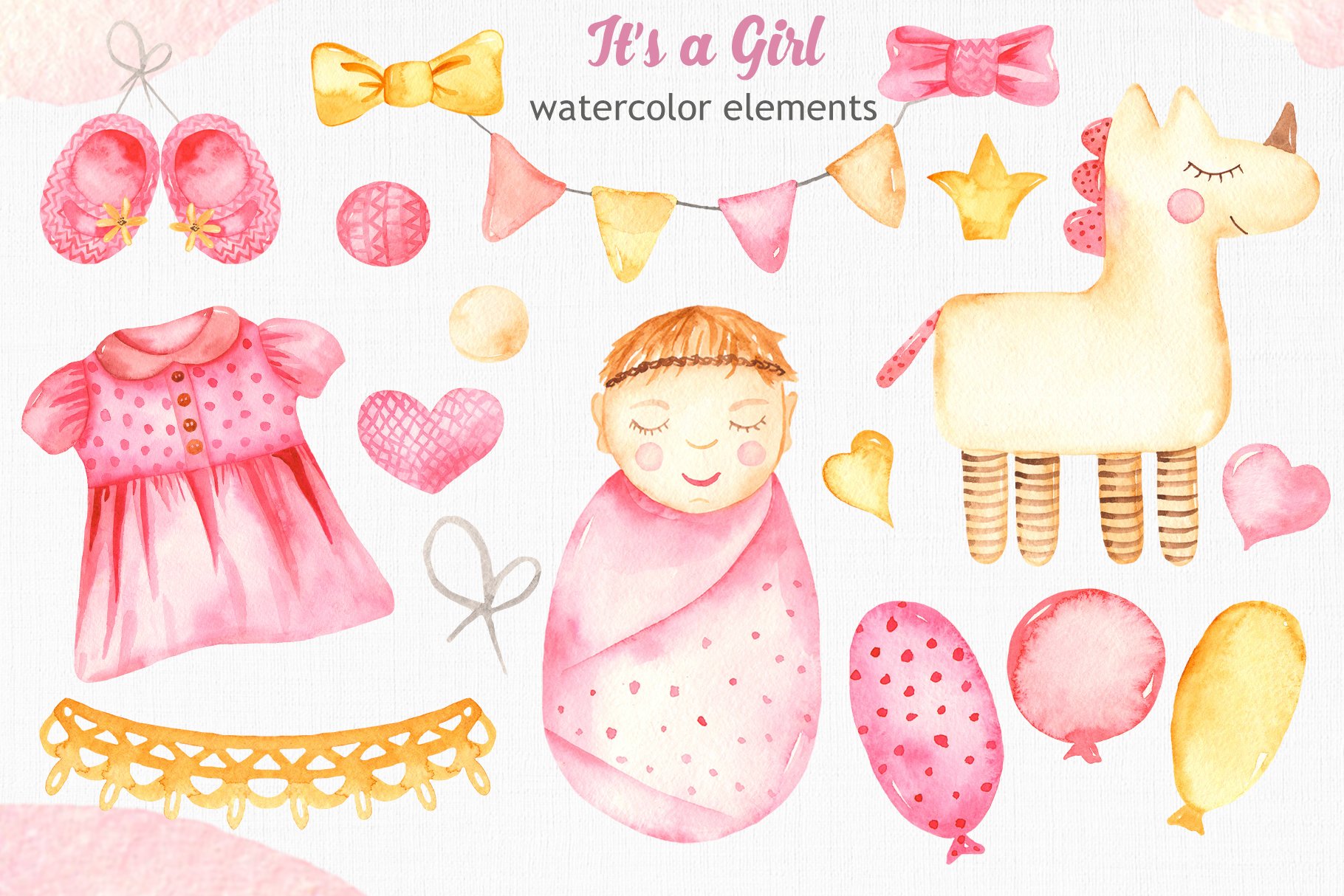 its a girl watercolor collection elements2 841
