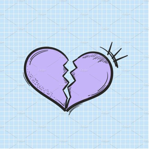 Vector of broken heart icon cover image.