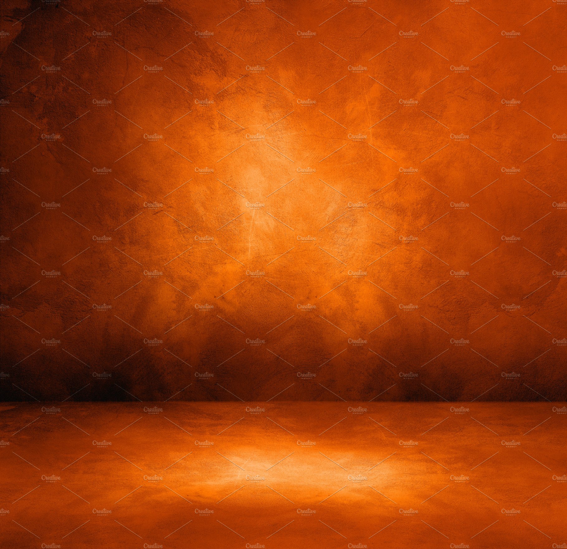 Empty dark orange concrete interior background cover image.