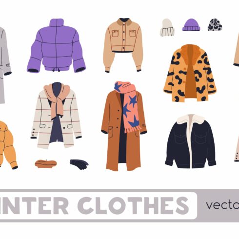 Warm clothes: jackets, coats set cover image.
