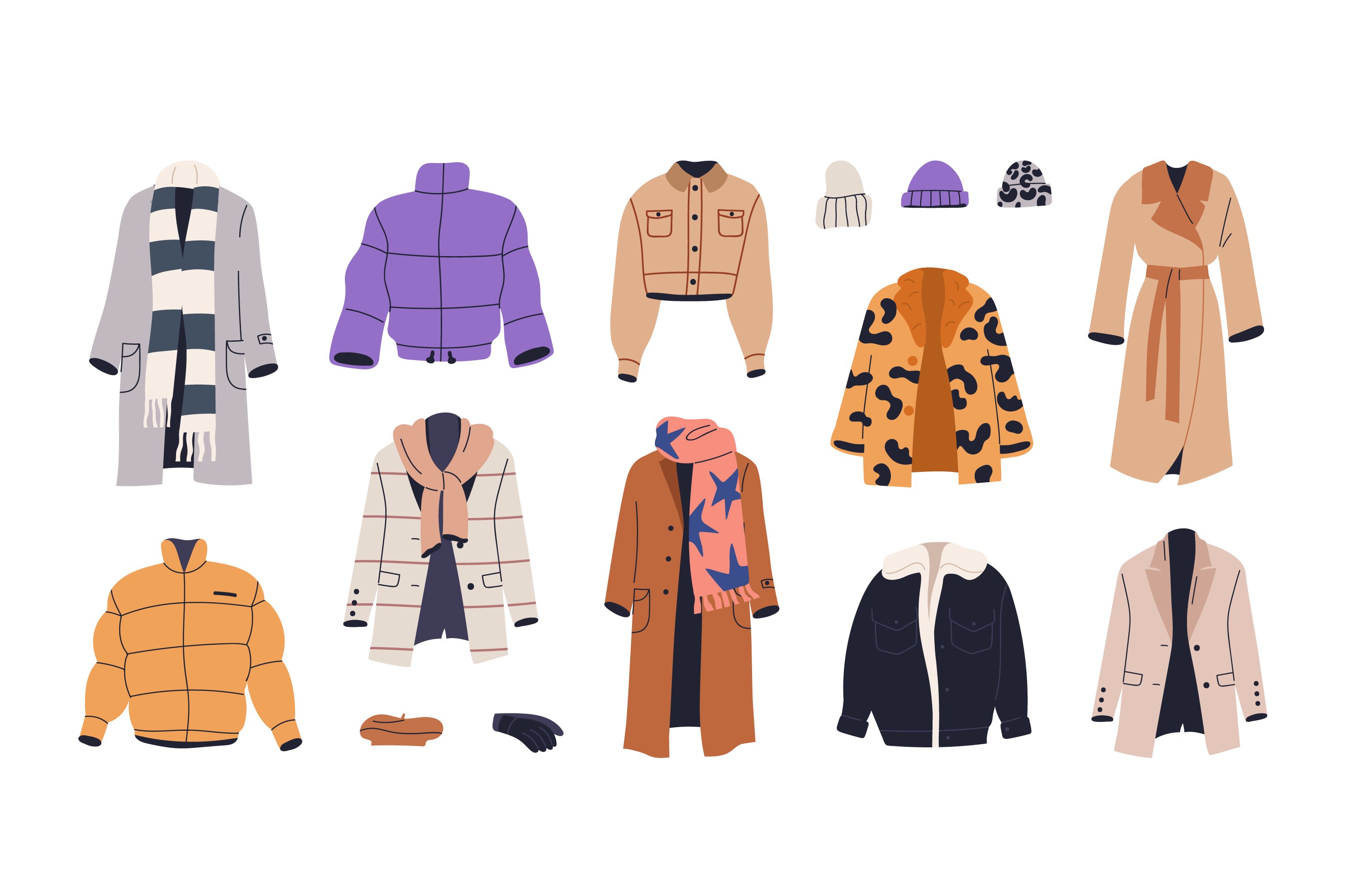Warm clothes: jackets, coats set preview image.