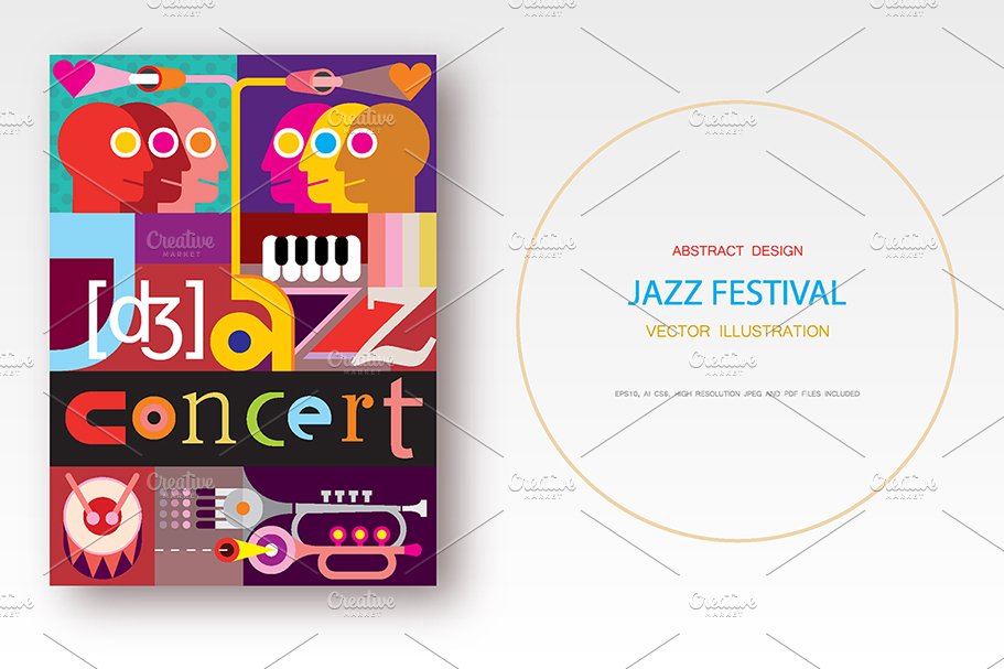 Jazz Concert / Jazz Festival vector cover image.