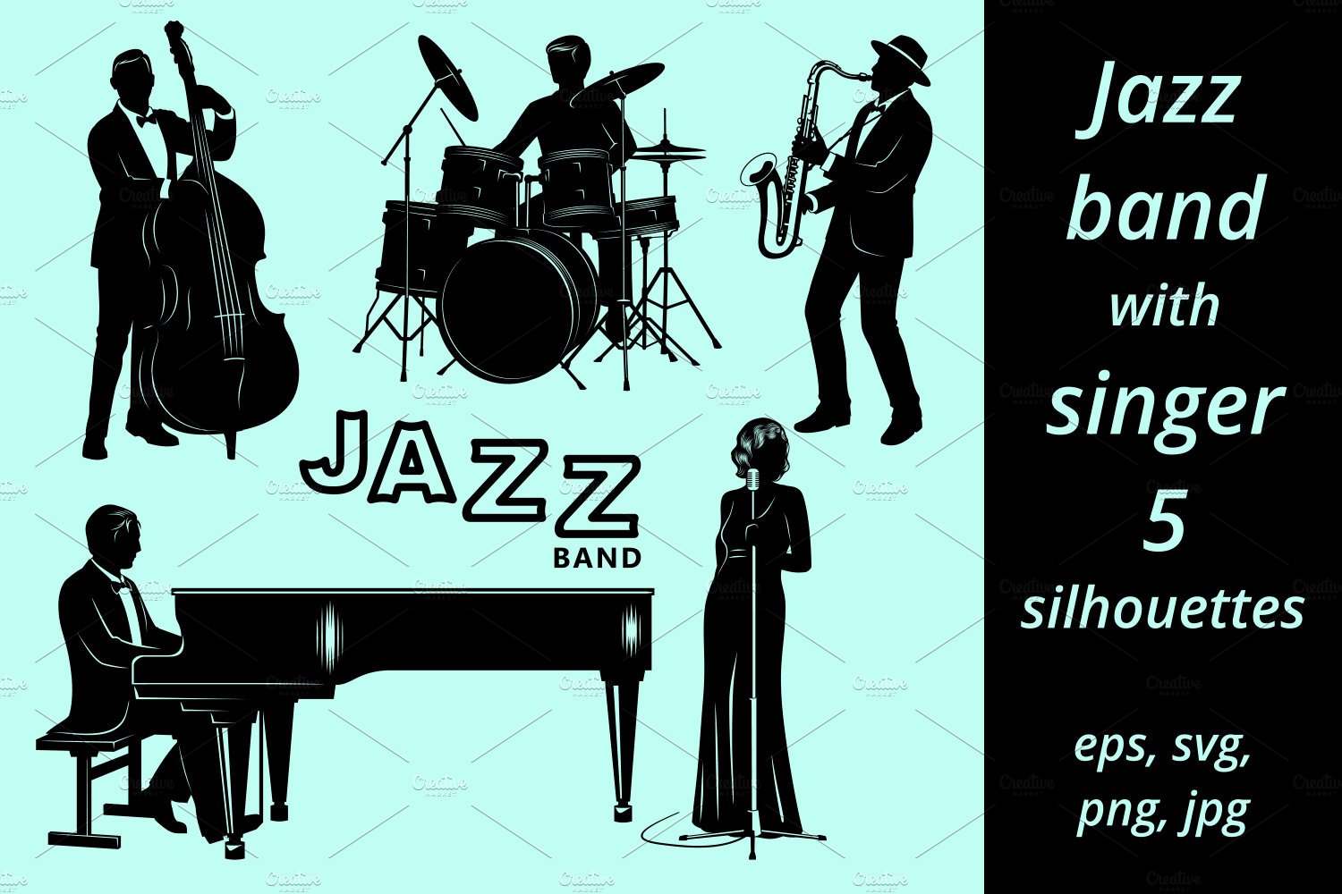 Jazz Band with Singer Silhouettes cover image.