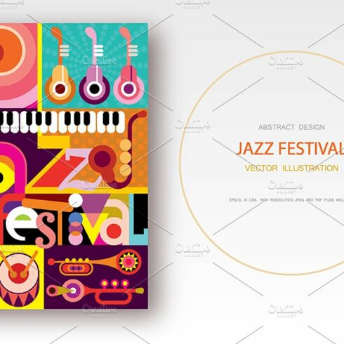 Jazz Festival vector poster design cover image.