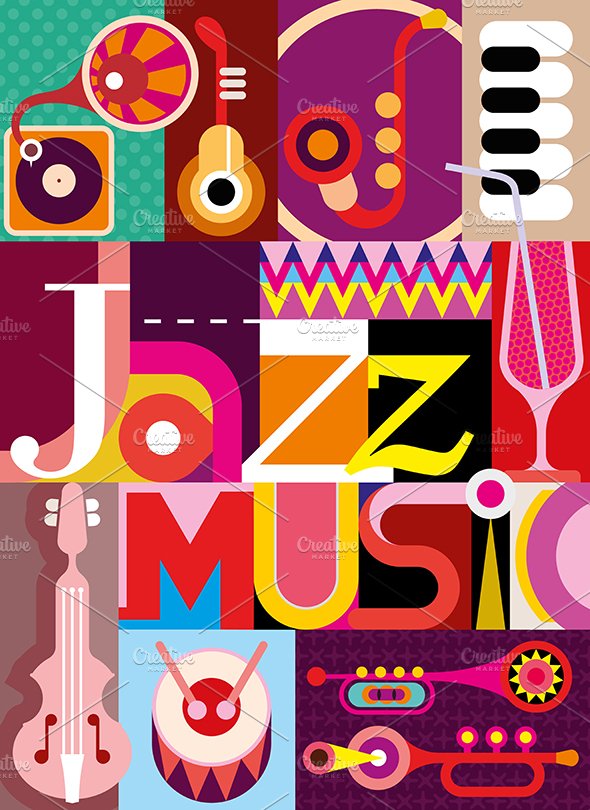 Jazz Music vector poster design preview image.