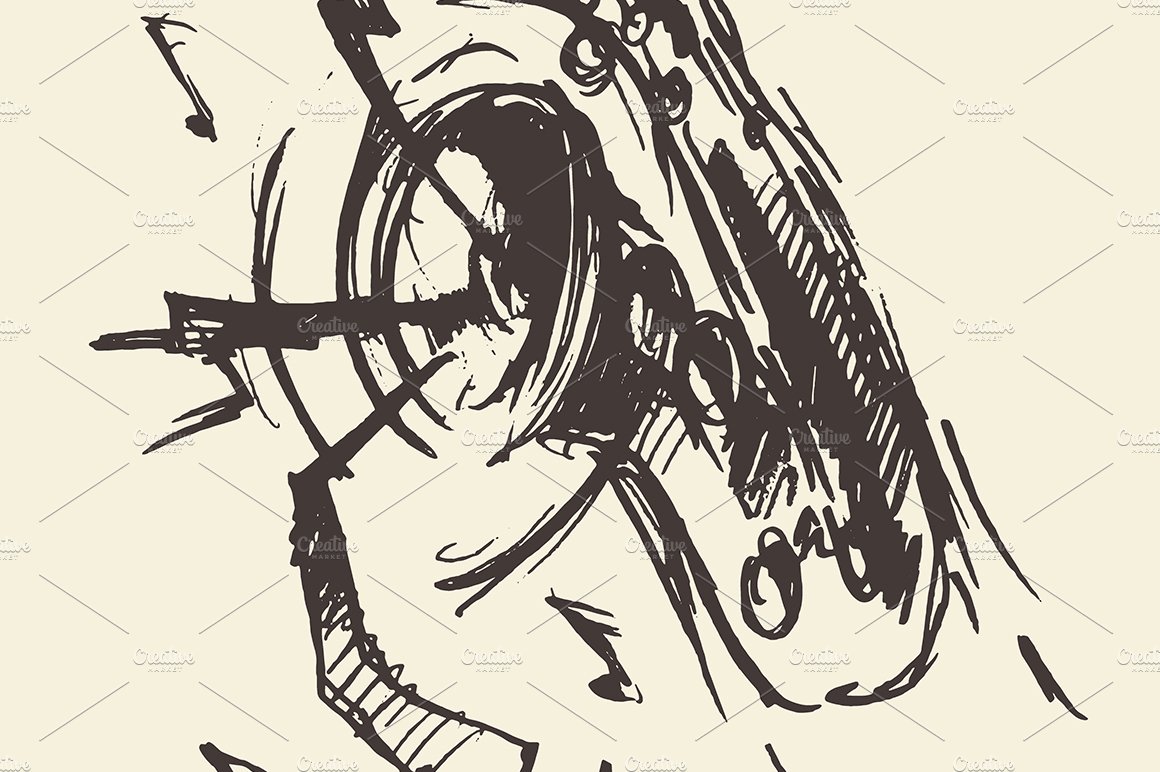 Sketch of the saxophone preview image.