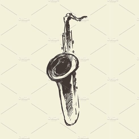 Sketch of the saxophone cover image.