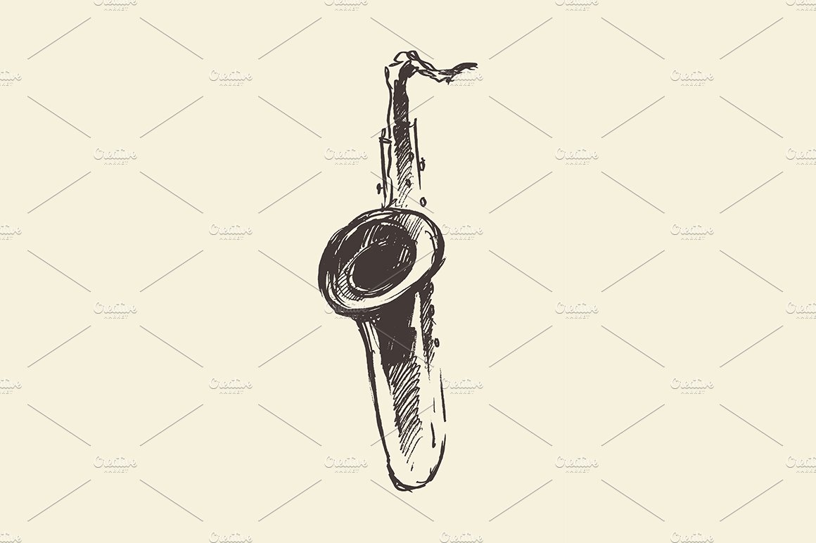 Sketch of the saxophone cover image.