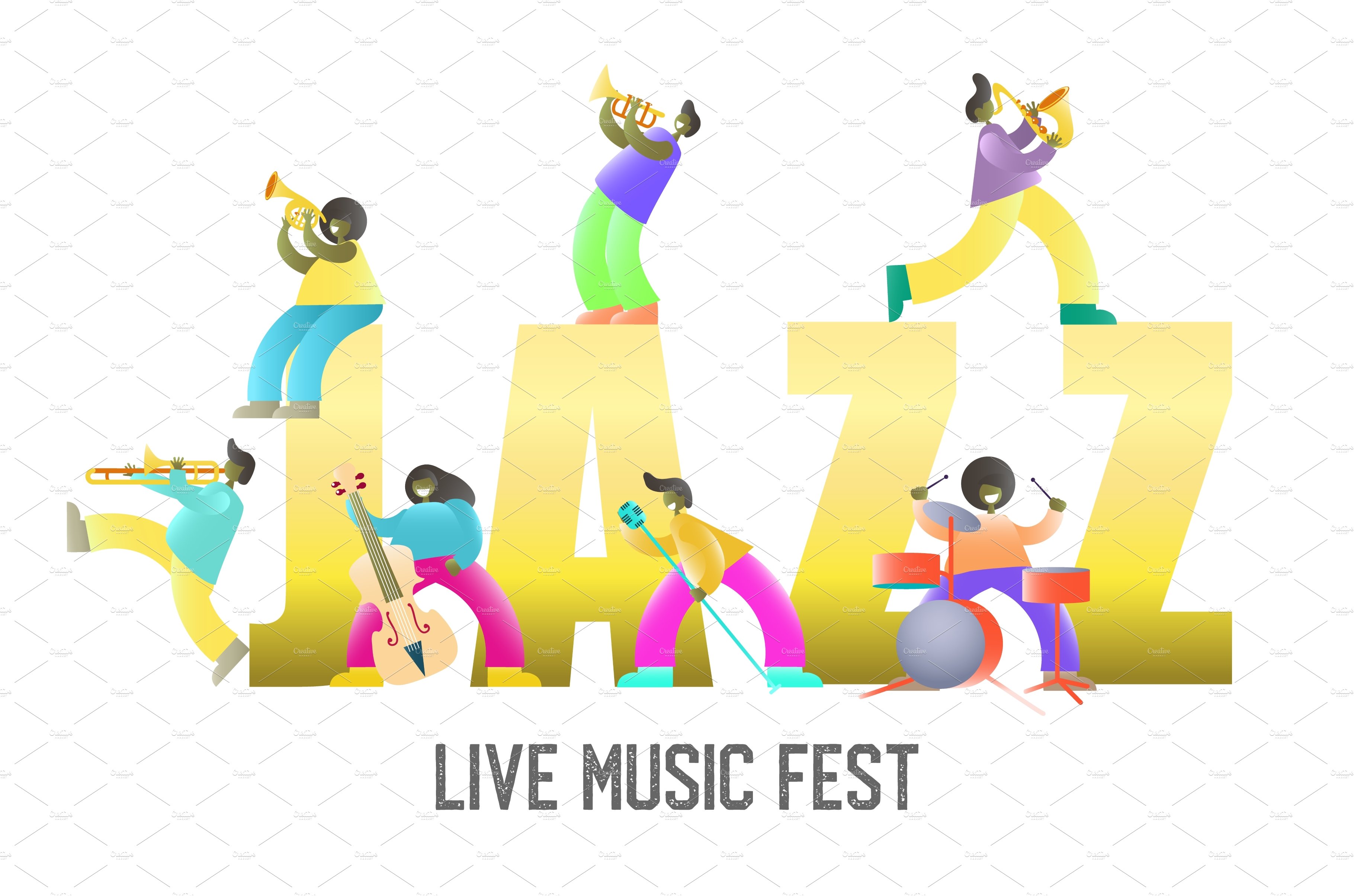 Live music fest vector poster banner cover image.