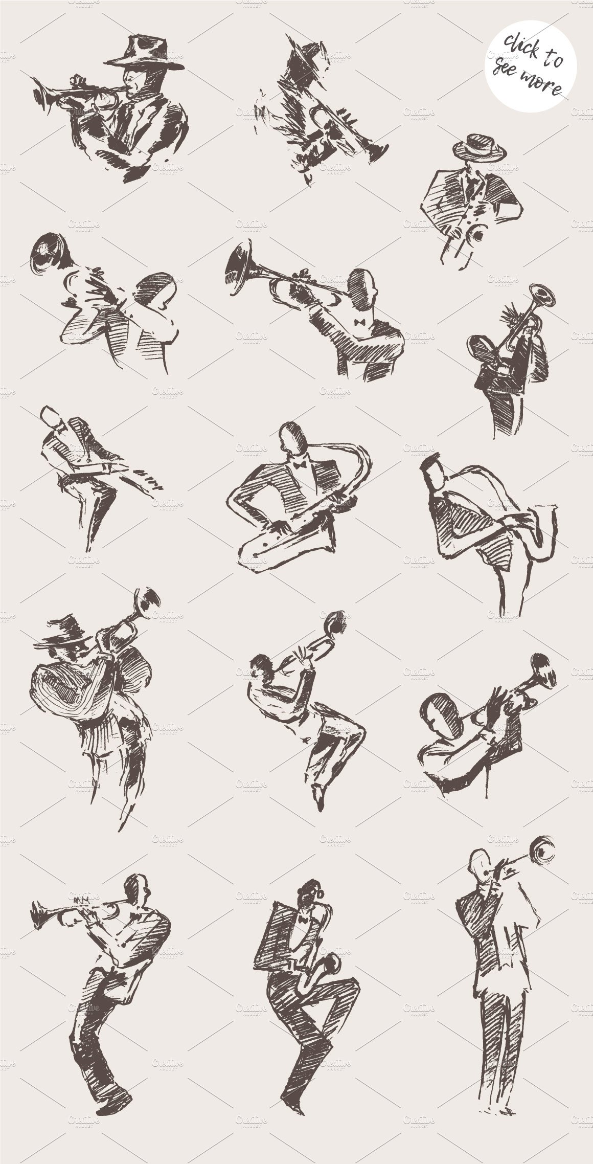 Sketches of jazz musicians preview image.