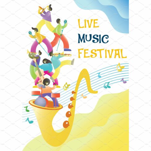 Live music festival vector poster cover image.