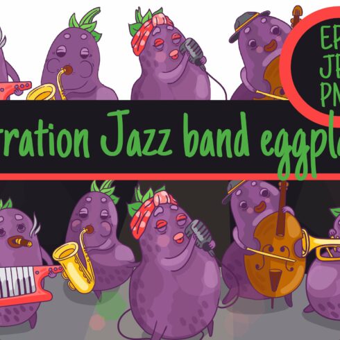 1 illustration jazz band Eggplant cover image.