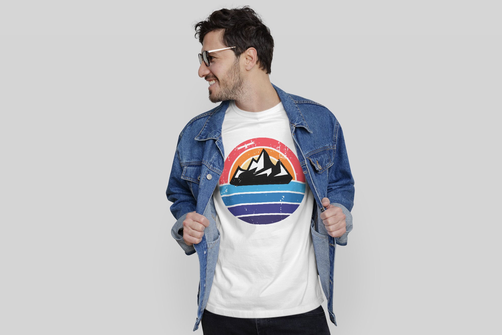 jean jacket happy model t shirt mockup 2000x1334 92