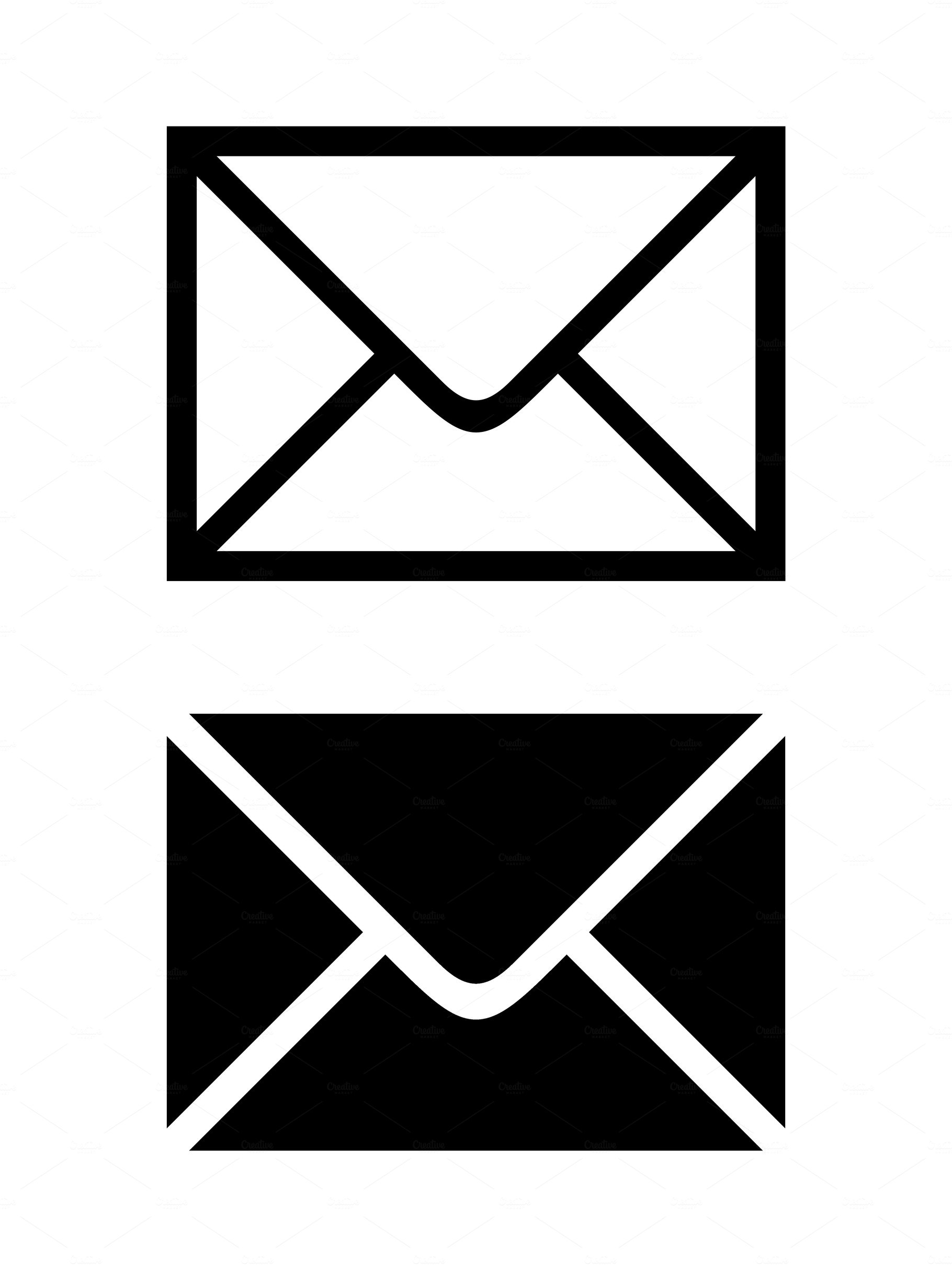 Envelope sign isolated on white. White and black mail icon. illustration cover image.