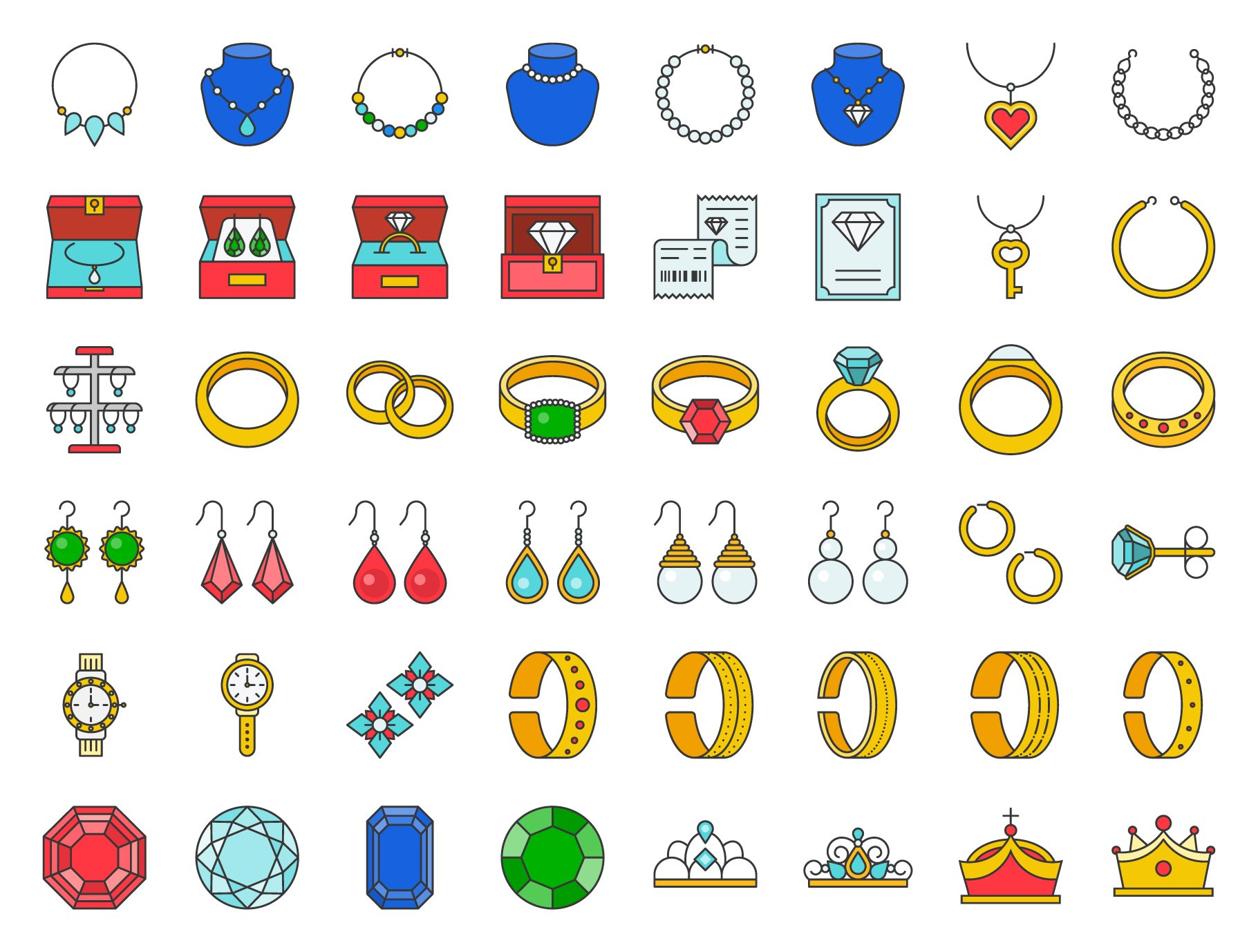 jewelry icon, filled outline cover image.