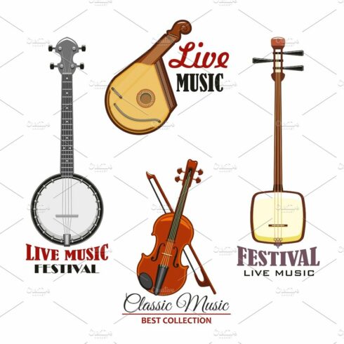 Musical instrument icon for music concert design cover image.