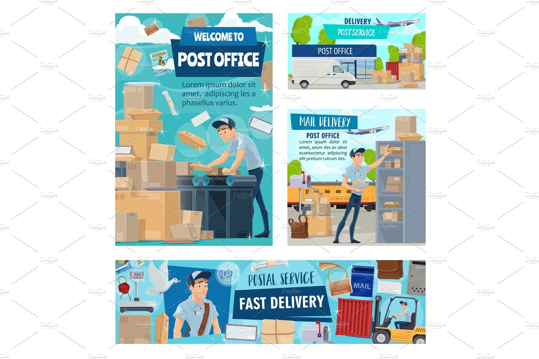 Post office worker, mail delivery cover image.