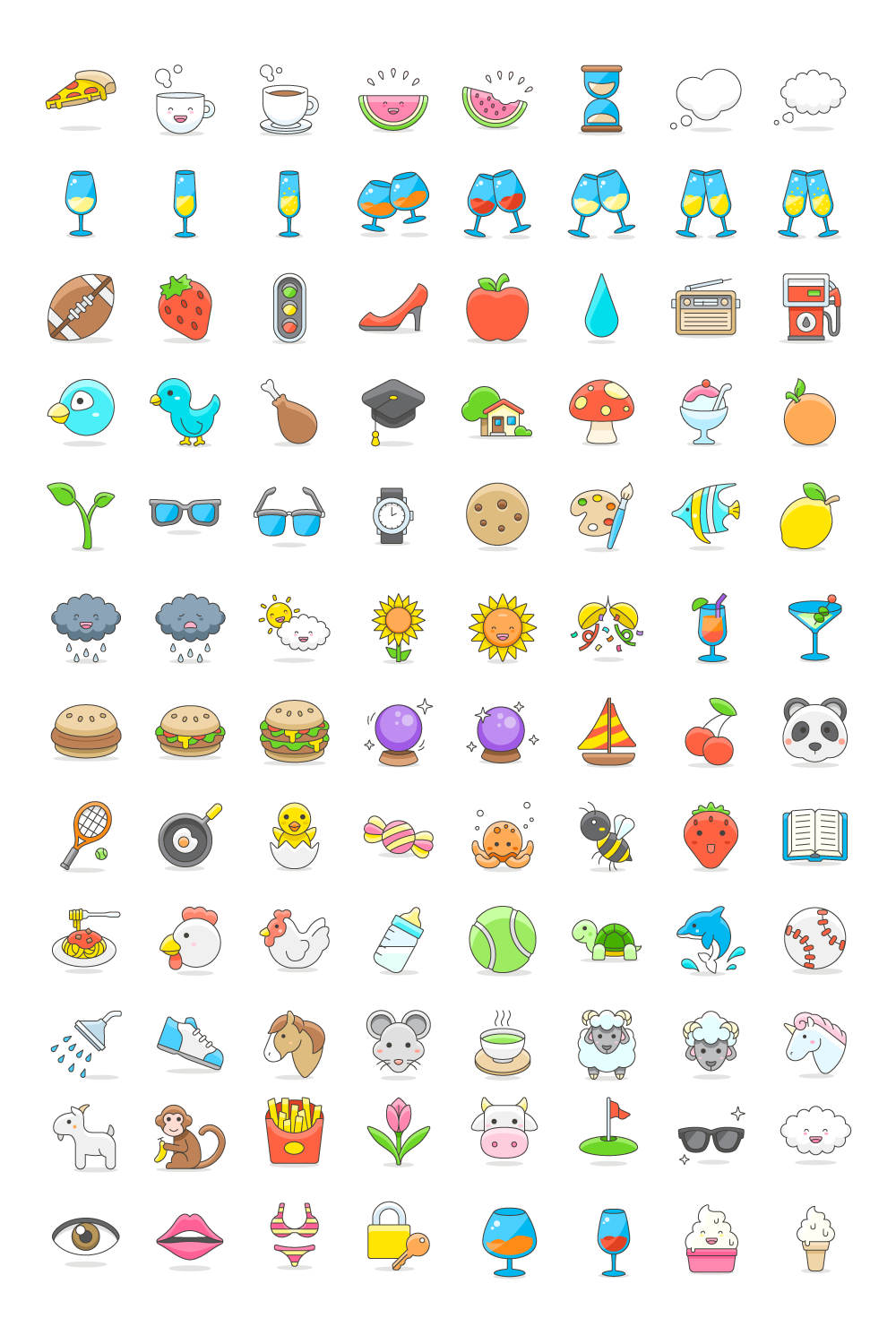 100 Cute Emoji Collection pinterest preview image.