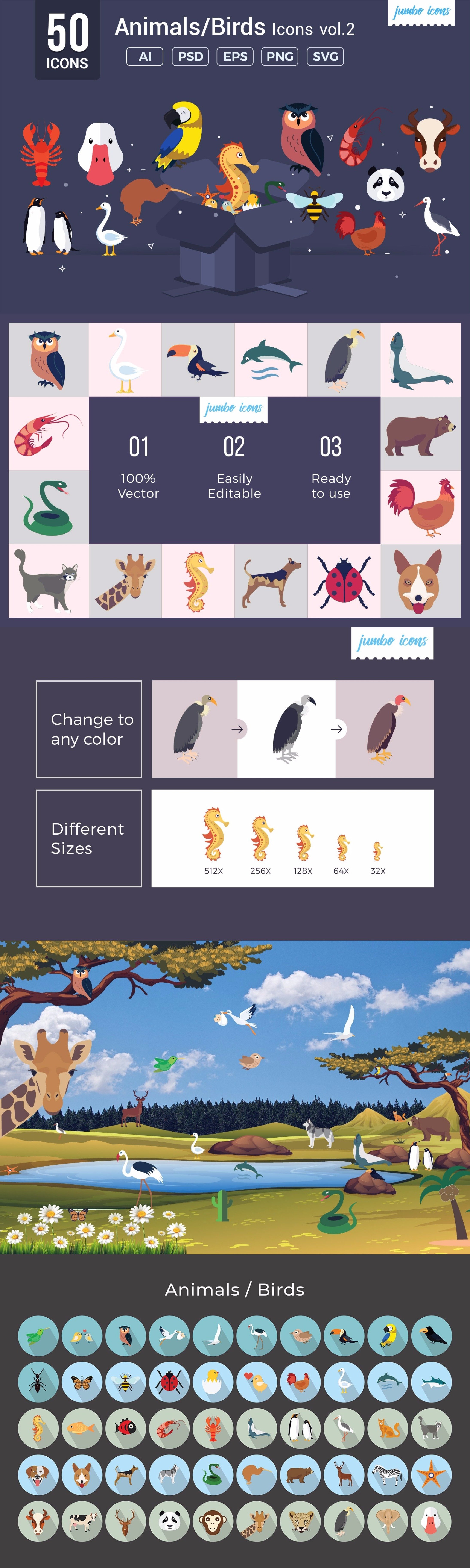 Animals - Birds Vector Icons V2 cover image.