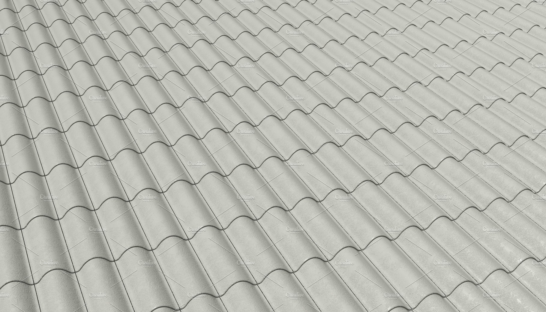 Top view of white double corrugated tiles on roof home or house cover image.
