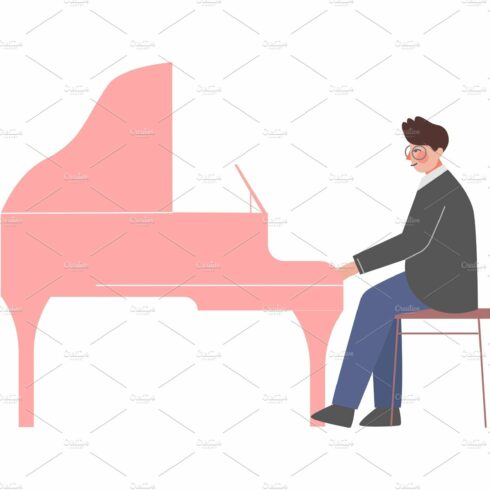 Man Musician Playing Grand Piano cover image.