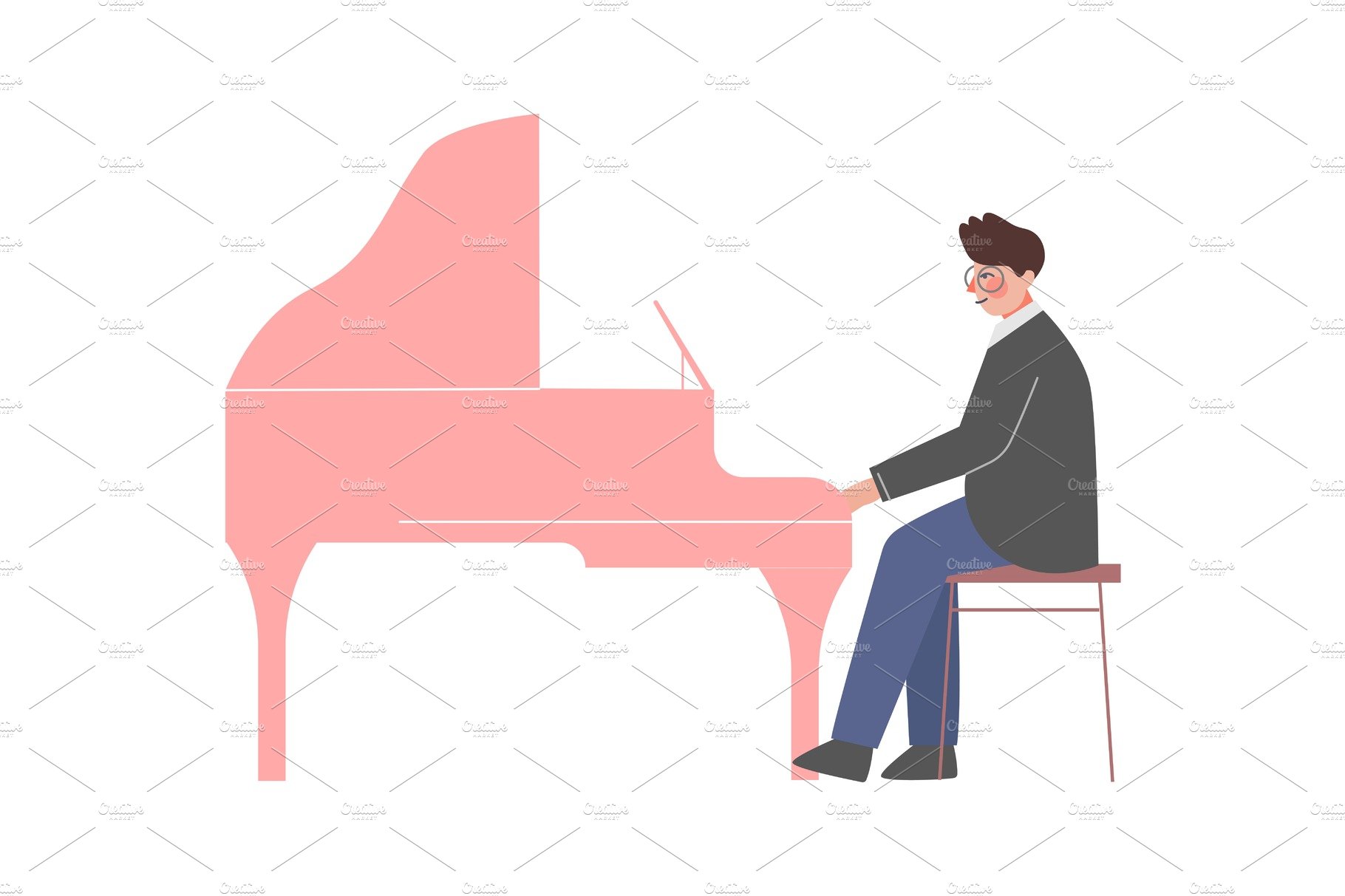 Man Musician Playing Grand Piano cover image.