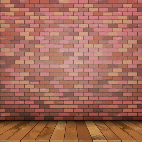 Background with bricks and wooden cover image.