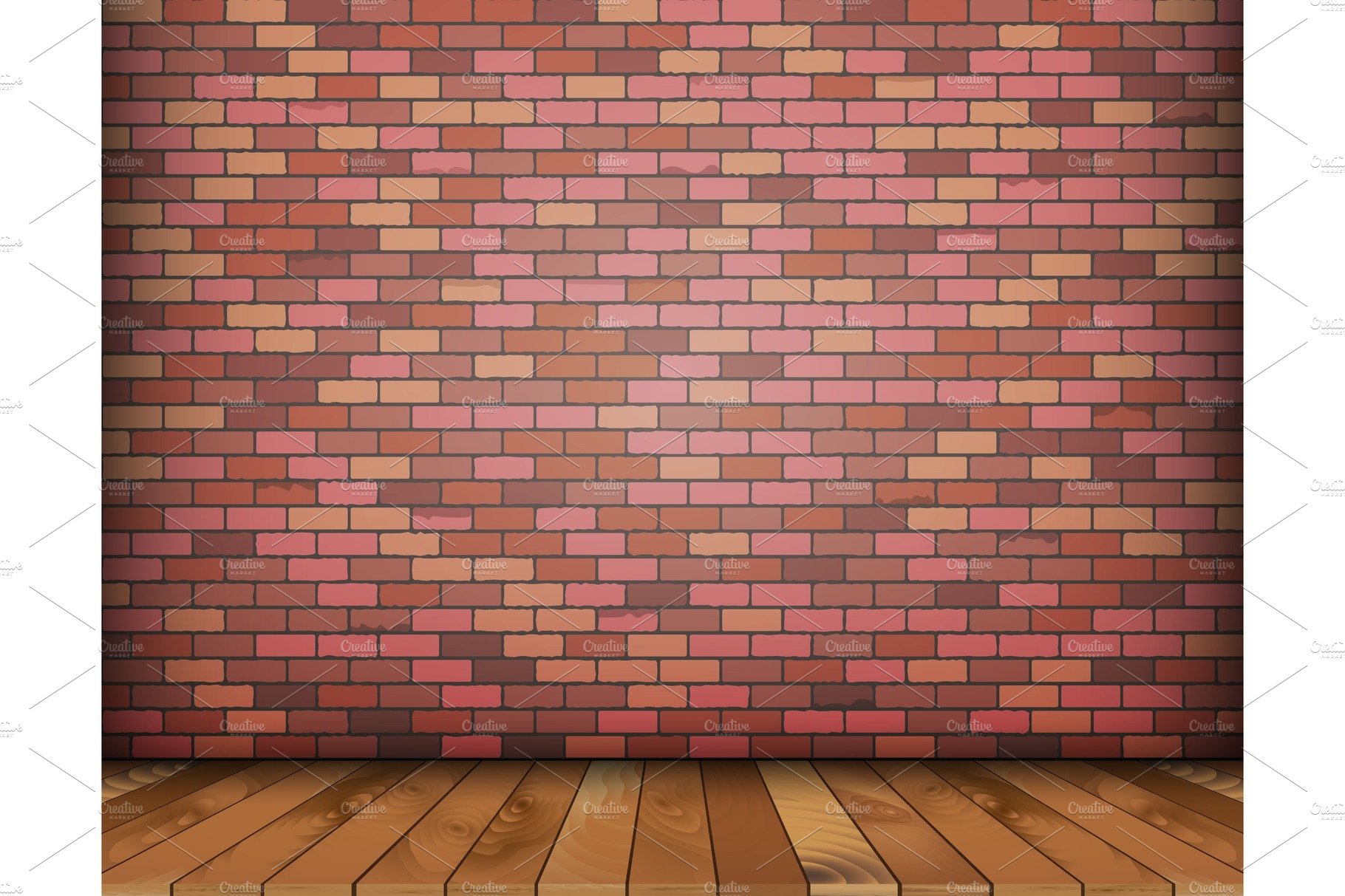 Background with bricks and wooden cover image.