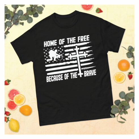 Proudly Wear Your Patriotism with 'Home of the Free Because of the Brave' T-Shirt Designs cover image.